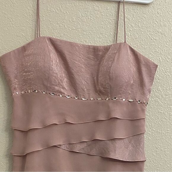 Pink Rhinestone Ruffle Mini Party Dress worn once to a wedding! Size 12 - Picture 2 of 9